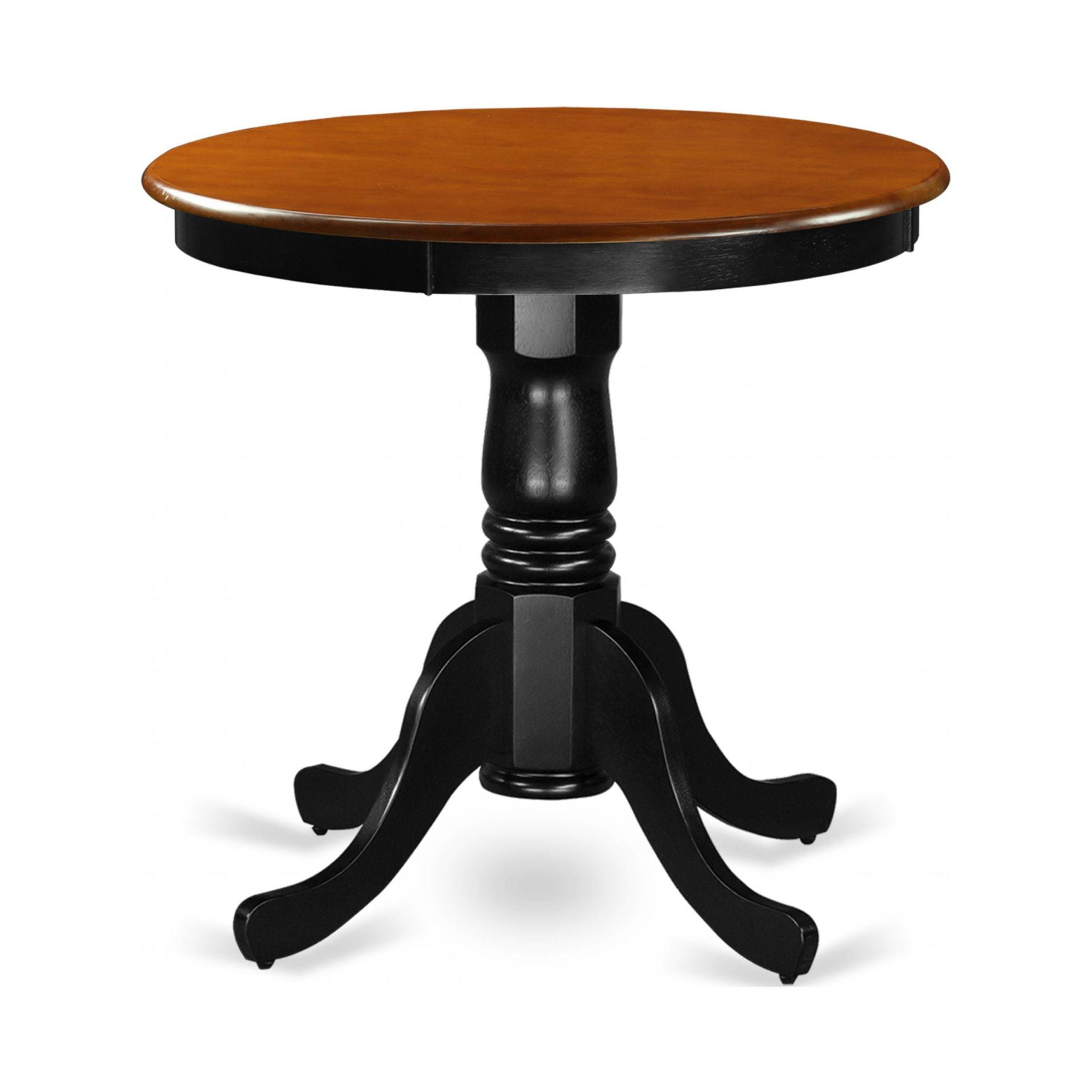 Contemporary Round Wood Extendable Dining Table in Black