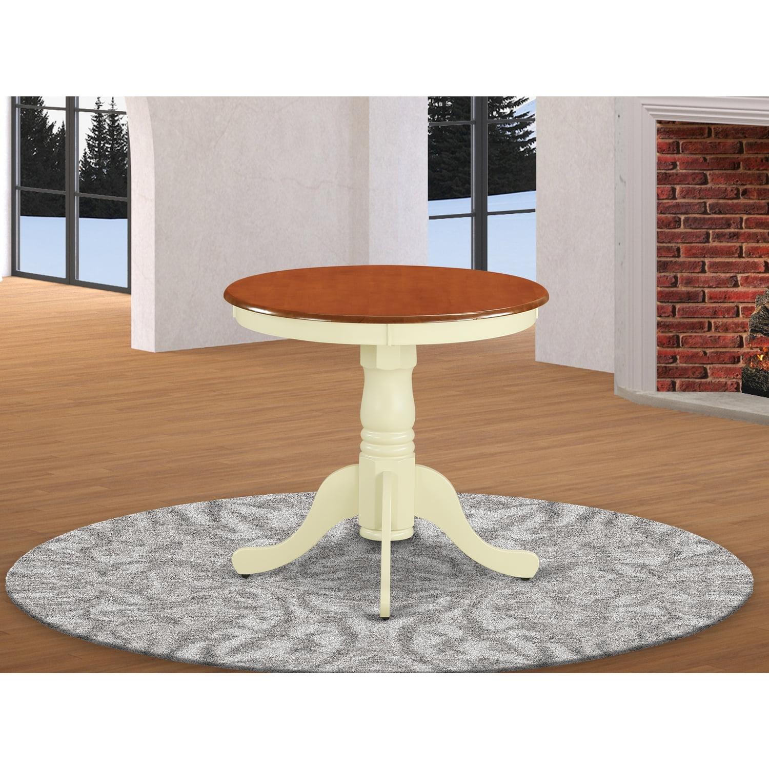 Eden 30" Round Buttermilk & Cherry Rubber Wood Dining Table