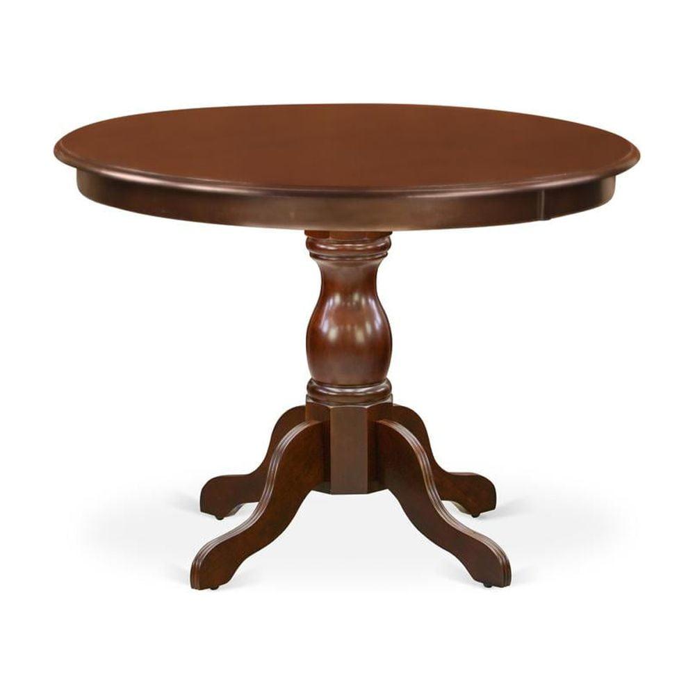 Mahogany Round Wood Dining Table with Pedestal Base