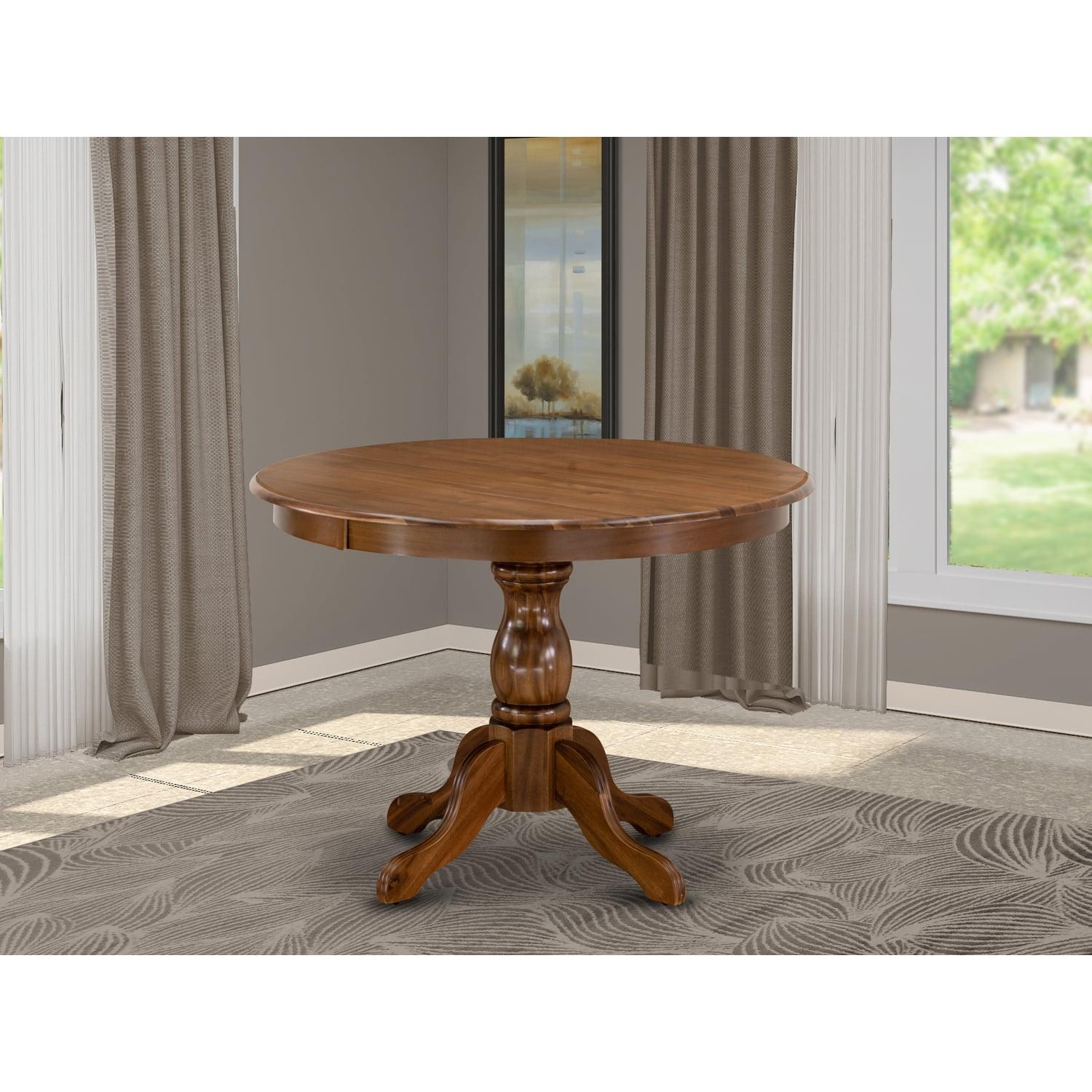 Mid-Century Modern Round Walnut Wood Dining Table, 42"