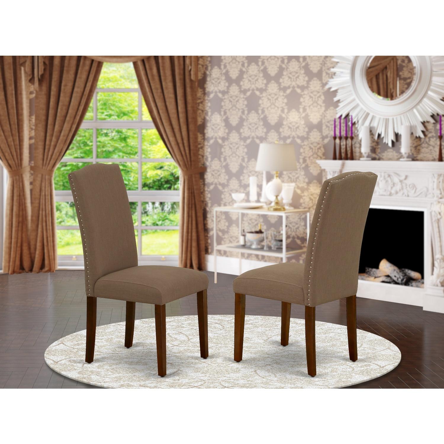 East West Furniture Encinal 40" Fabric Dining Chairs in Coffee (Set of 2)