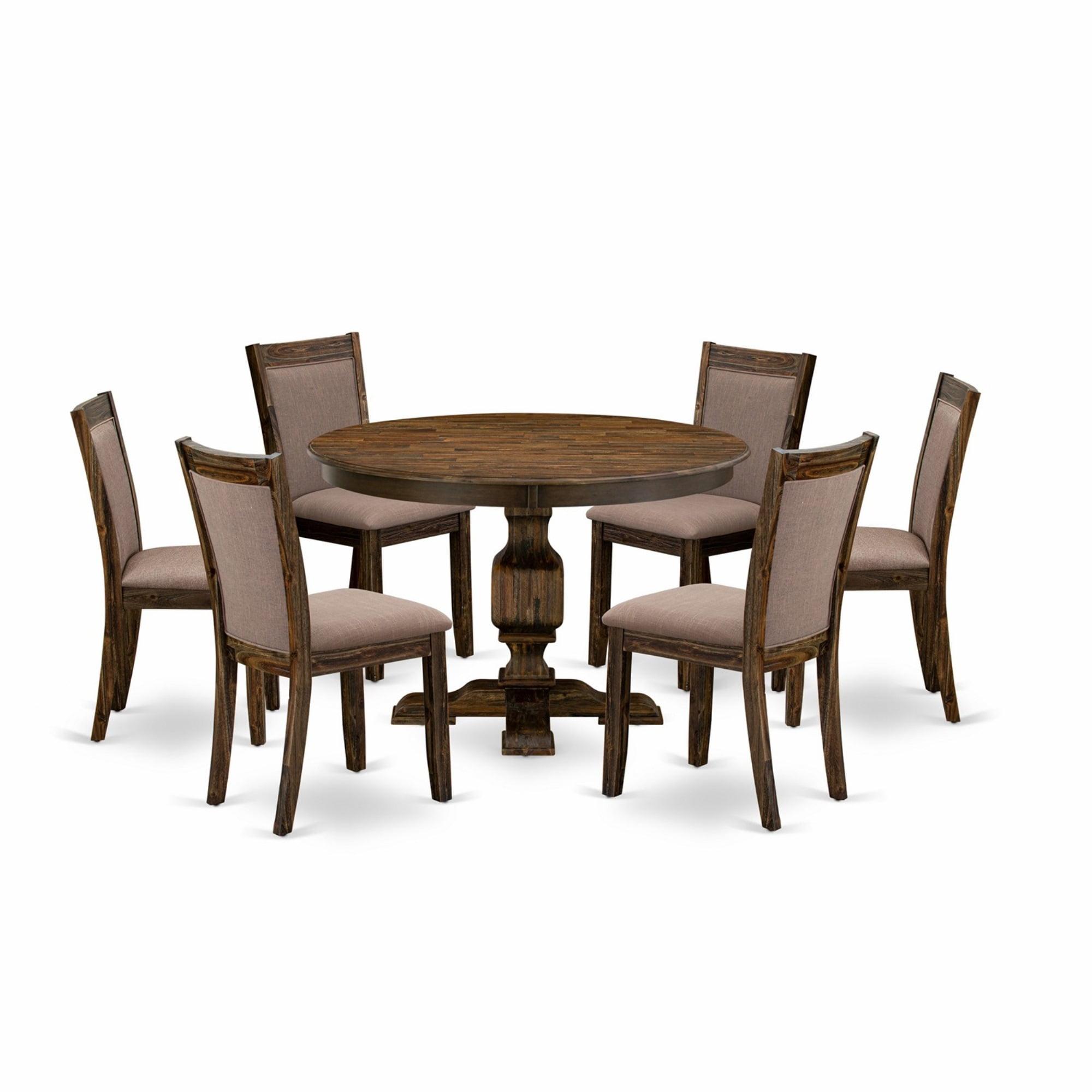 East West Furniture Ferris 7-Piece Wood Dining Set in Jacobean/Coffee