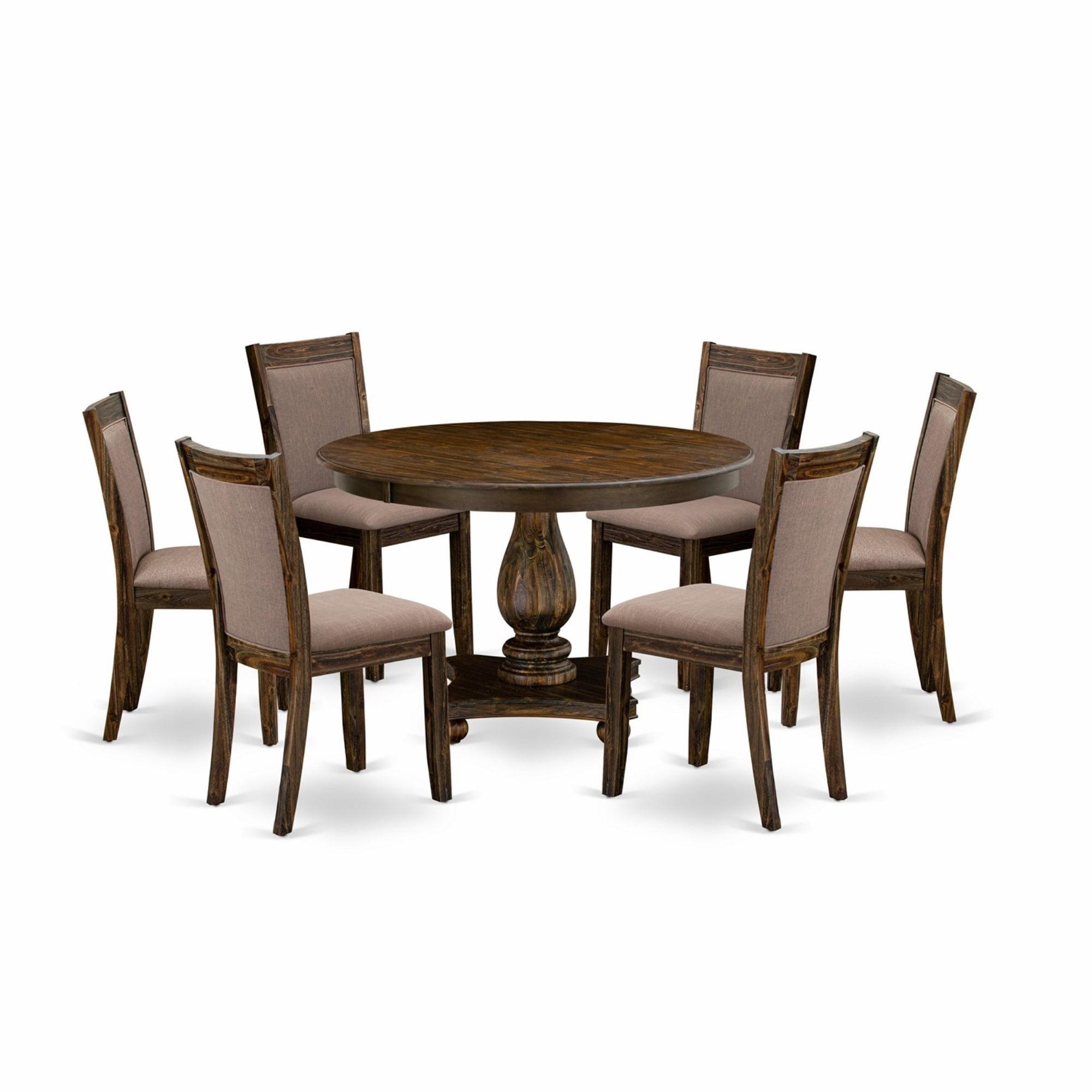 East West Furniture Ferris 7-Piece Wooden Dining Set in Jacobean/Coffee