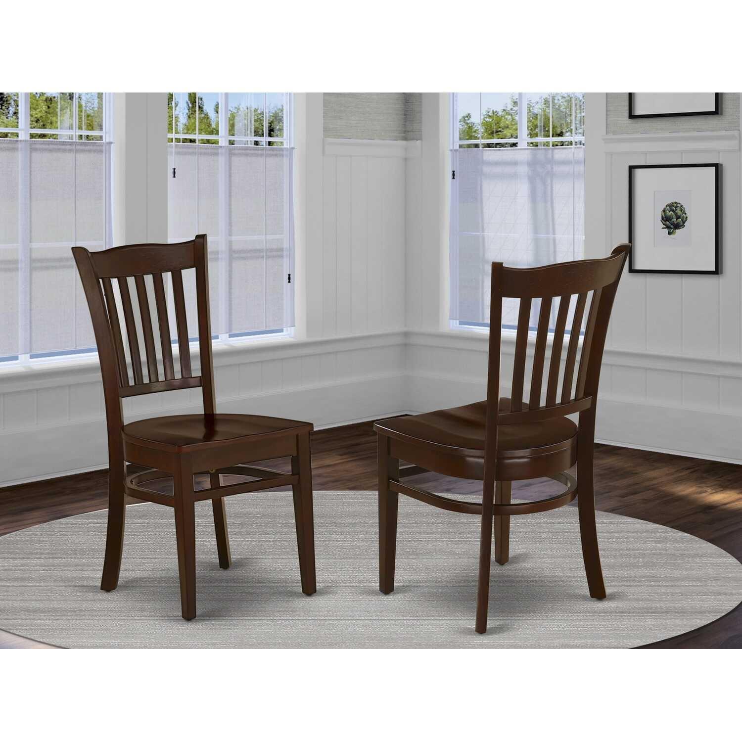 Groton Dining Chair with Wood Seat - Mahogany - Set of 2