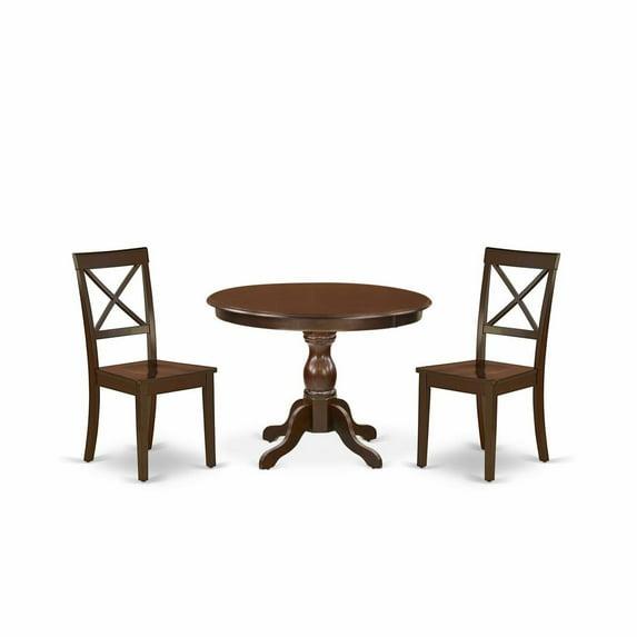 East West Furniture Hartland 3-piece Wood X-Back Dining Set in Mahogany