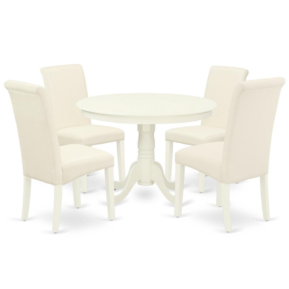 East West Furniture Dining Room Set Linen White, HLBA5-LWH-01