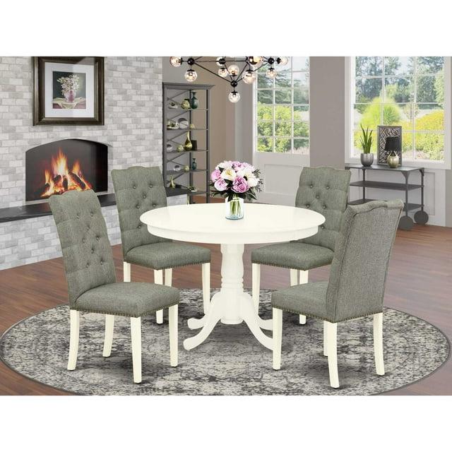 East West Furniture Hartland Juego de Comedor de Madera de 5 Piezas con Respaldo Alto en Blanco