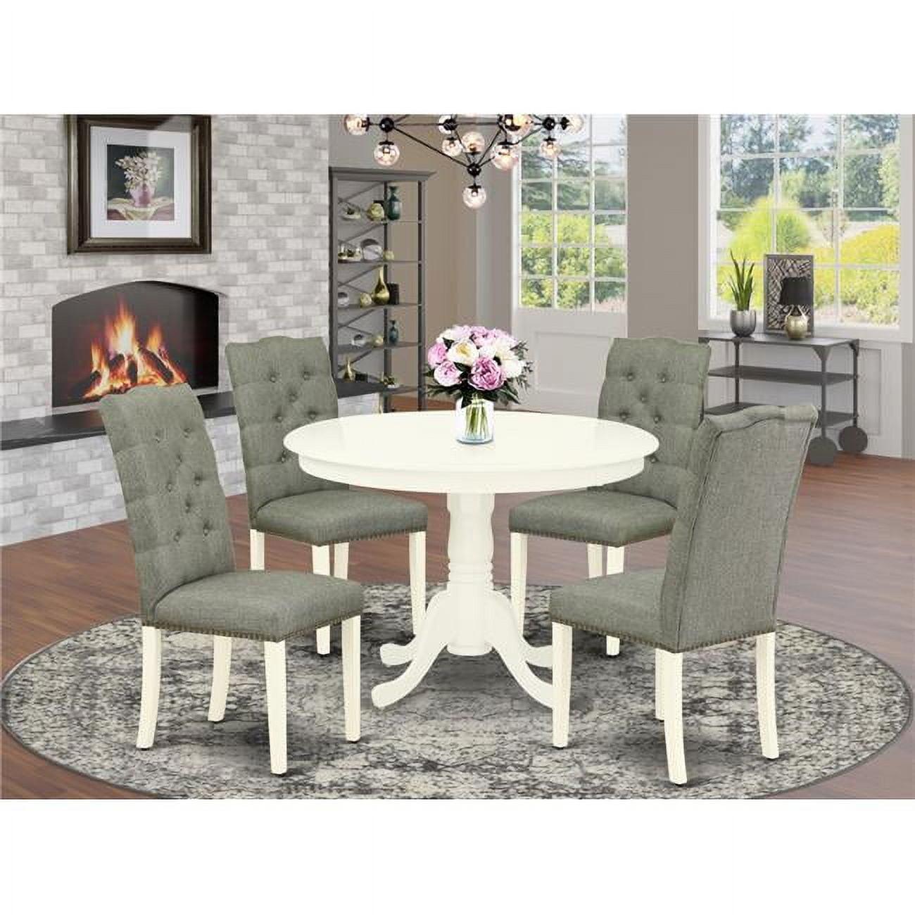 East West Furniture Hartland 5-piece Wood Dining Set with High Back in White