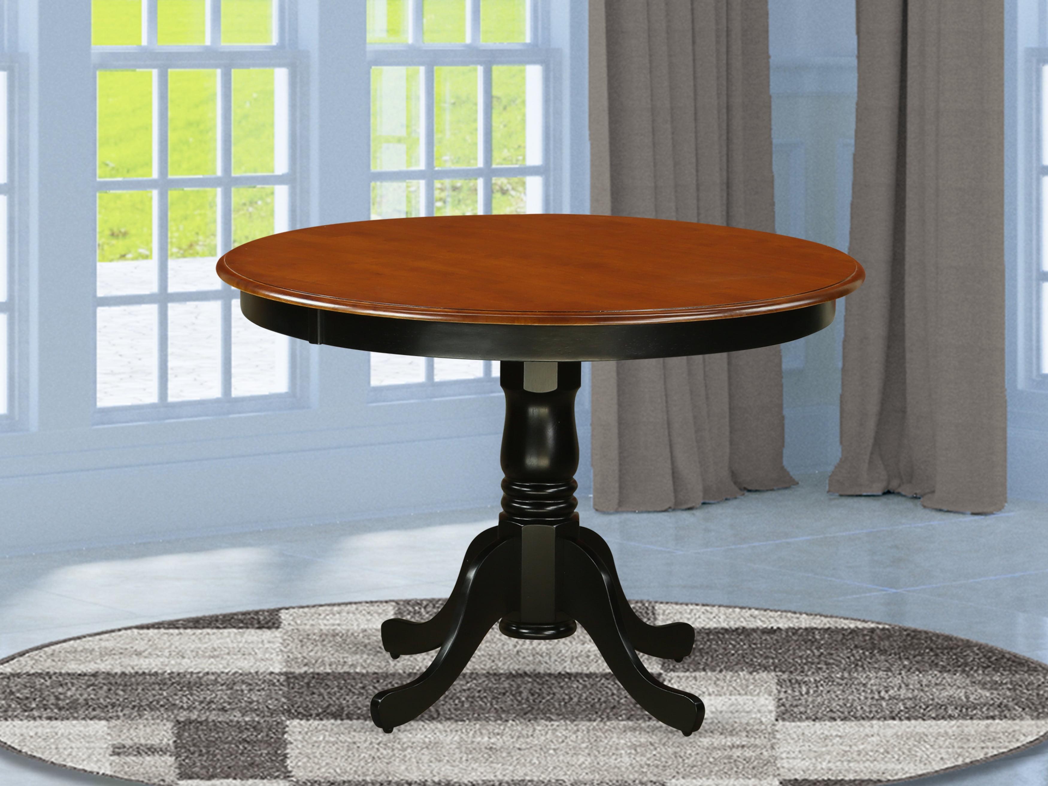 East West Furniture Hartland Round Wood Dining Table in Black/Cherry