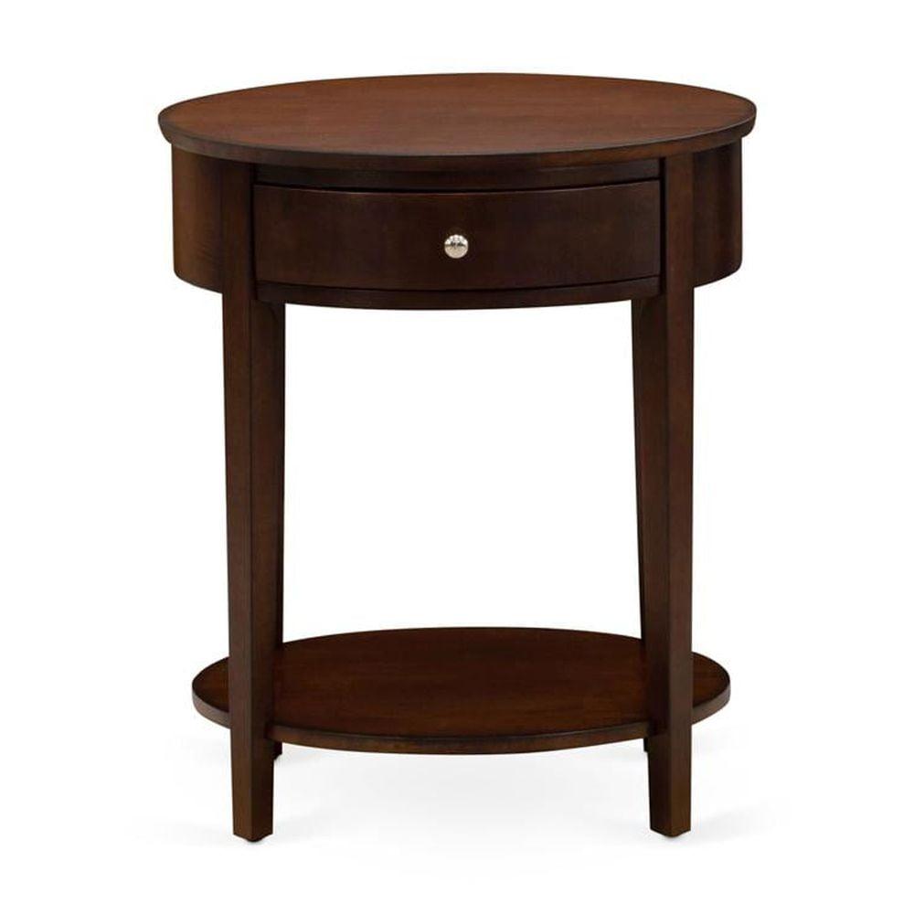 East West Furniture Hillsboro Asian Wood Nightstand in Antique Mahogany