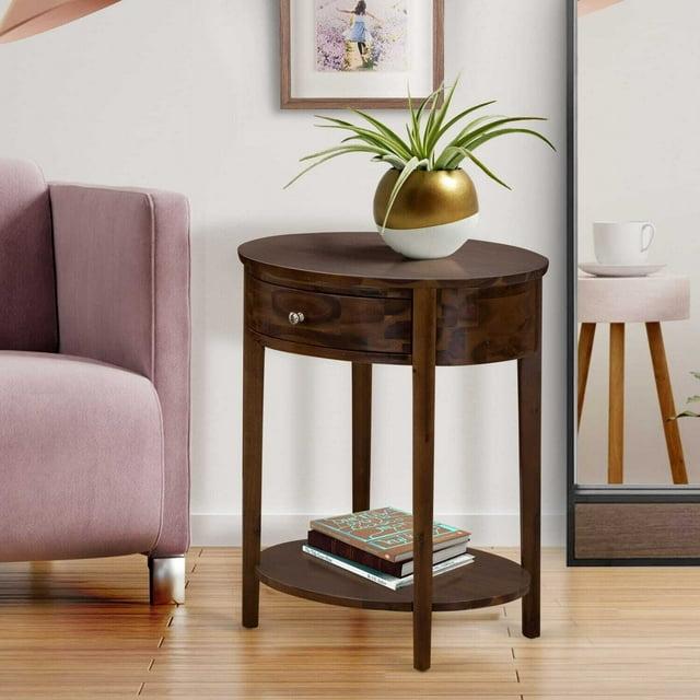 East West Furniture Hillsboro Asian Wood Nightstand in Antique Walnut