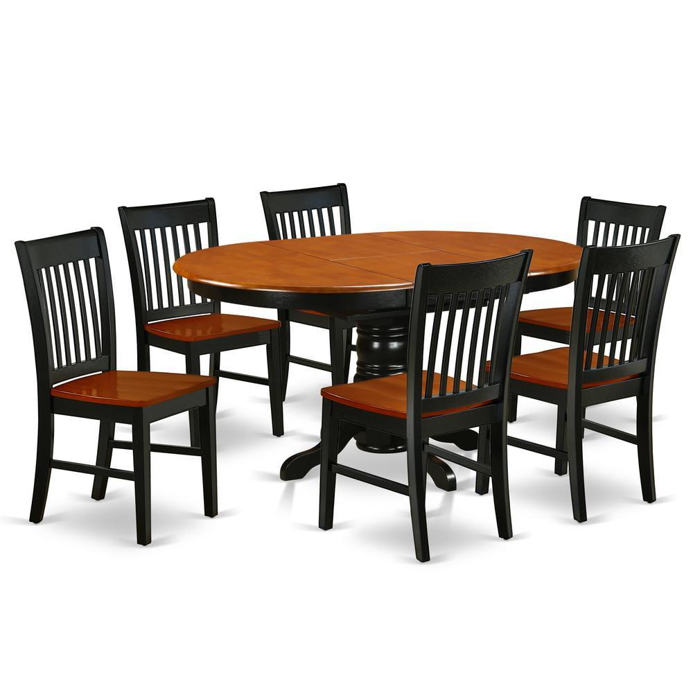 Black and Cherry 7-Piece Oval Wood Dining Set with Butterfly Leaf