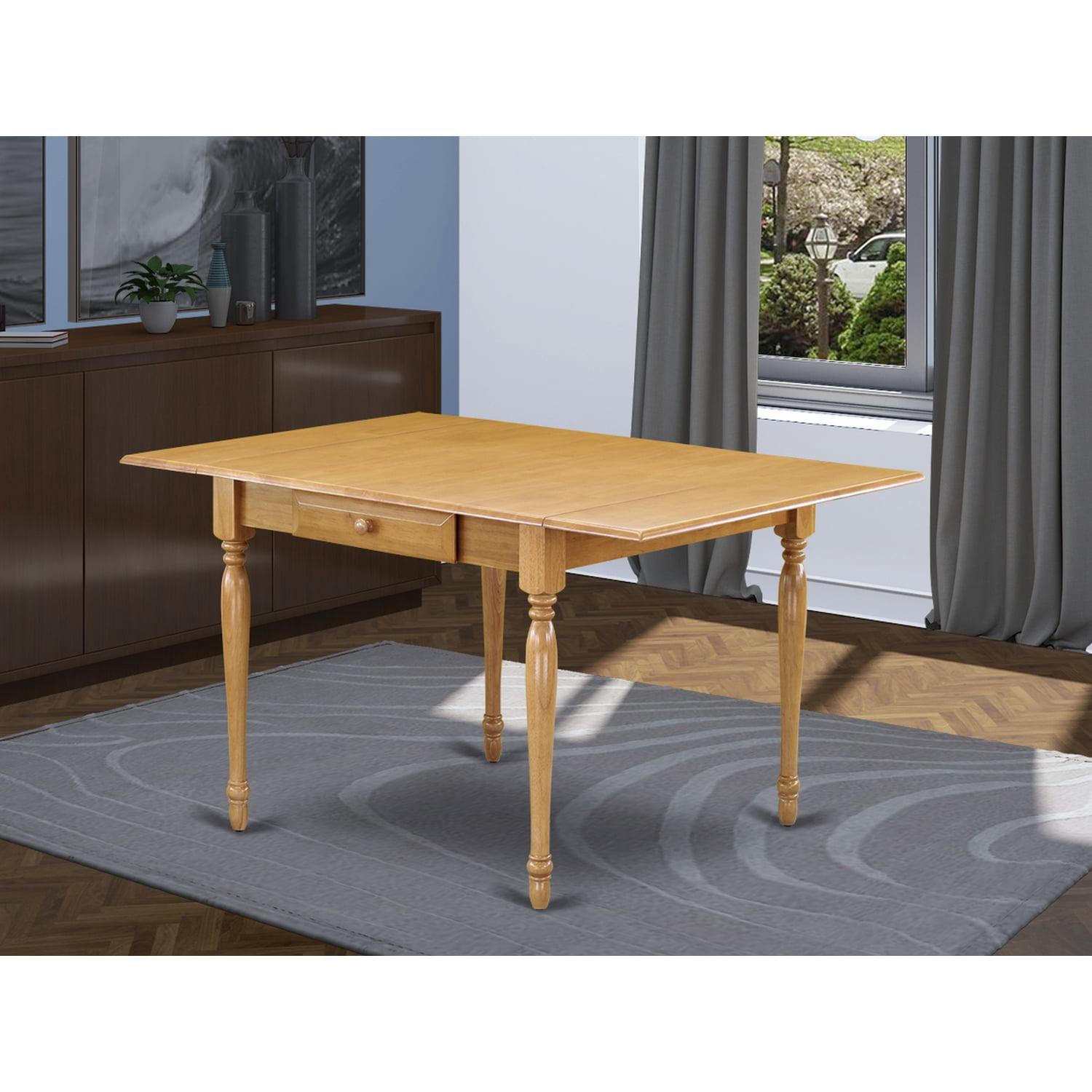 Oak Extendable Rectangular Wood Dining Table with Drawers