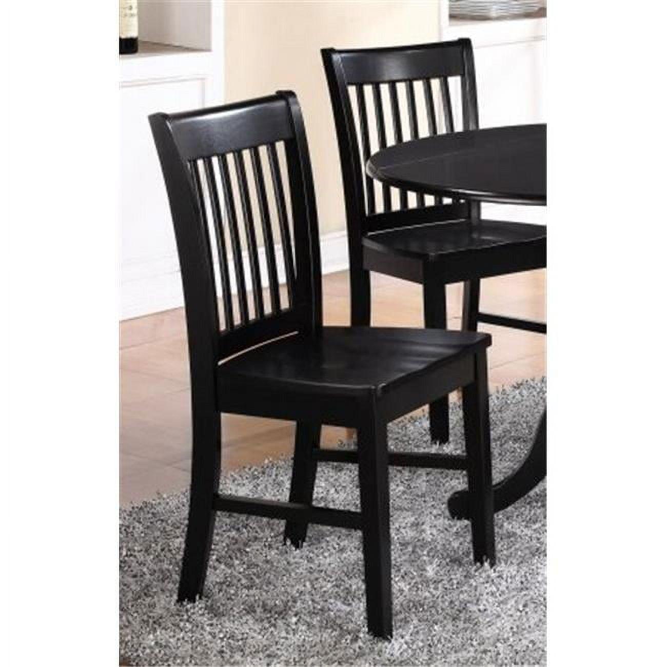 East West Furniture, Norfolk Dining Chair Wood Seat Black Finish, Set of 2