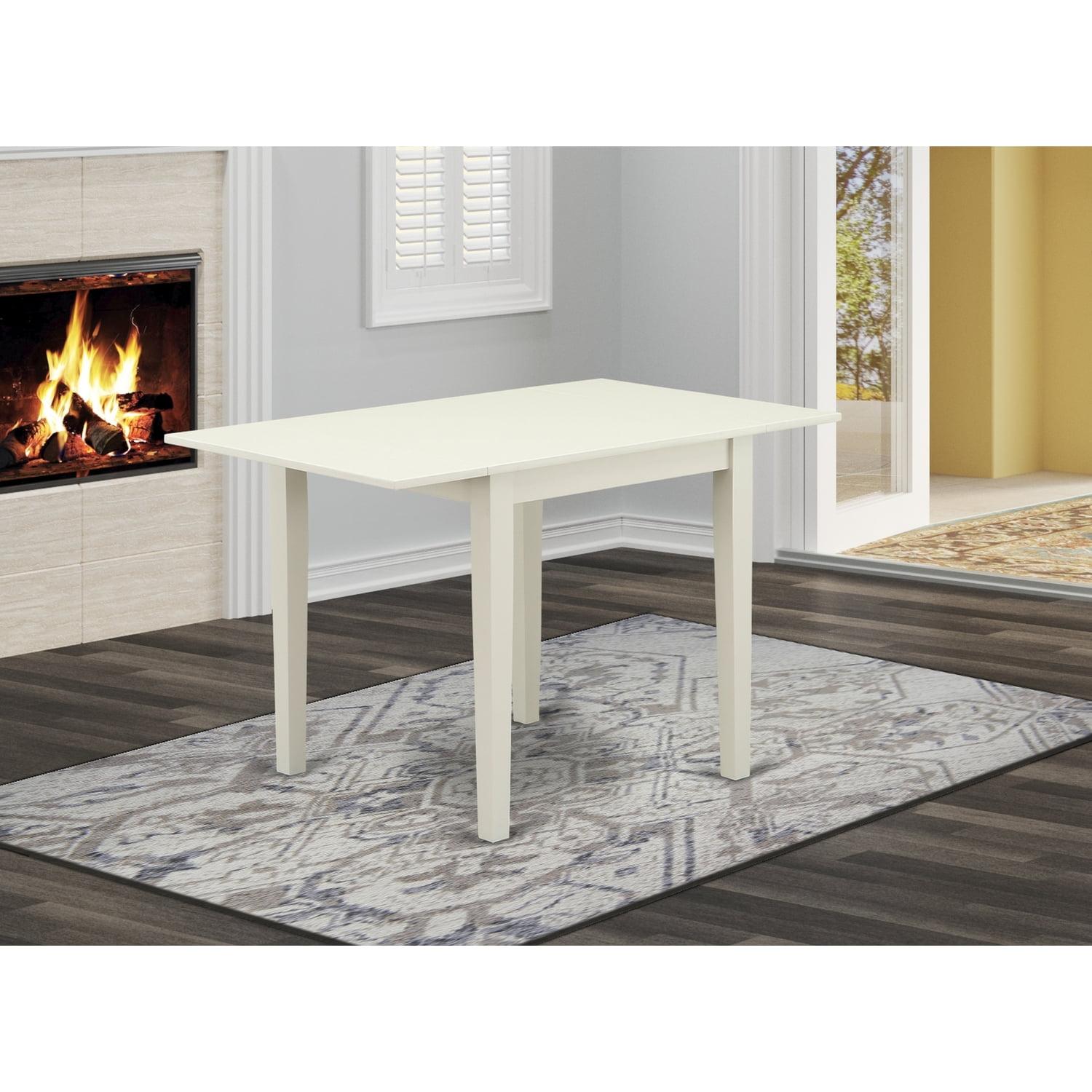 Linen White 48" Extendable Solid Wood Dining Table