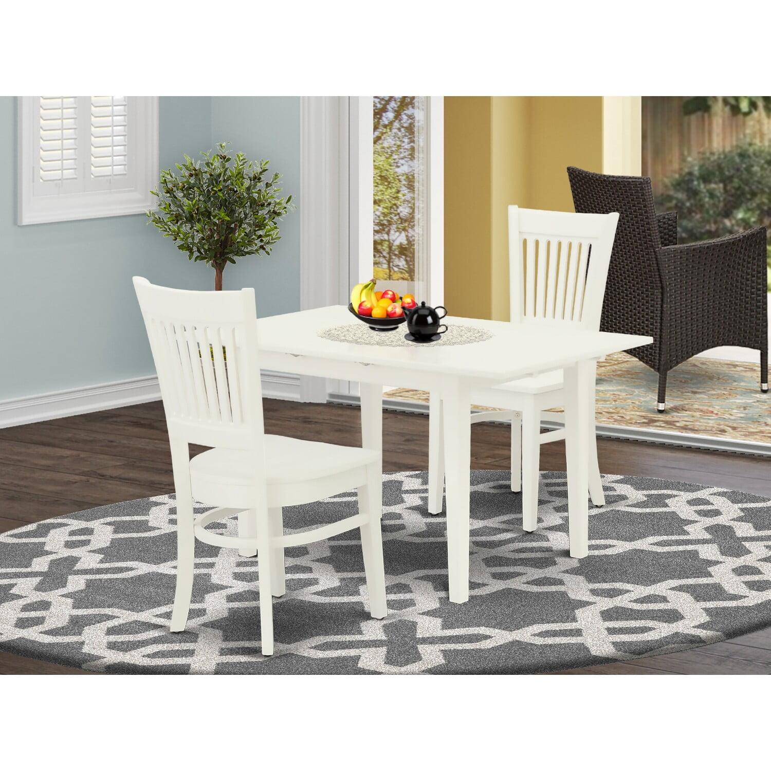 Linen White Rectangular Dining Set with Slatted Back Chairs