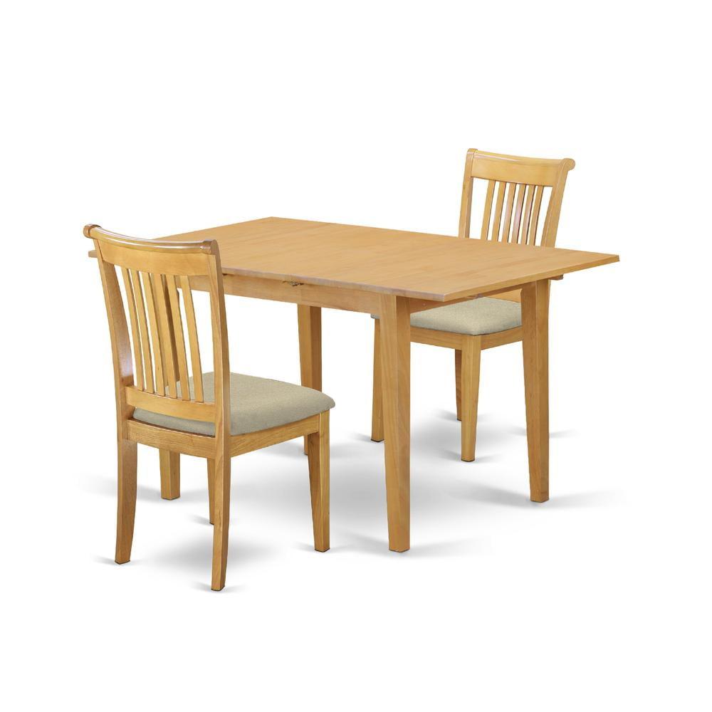 Dinette Table Set 3 Piece - Kitchen Table with Chairs, Small Space Dining Set, Oak Finish
