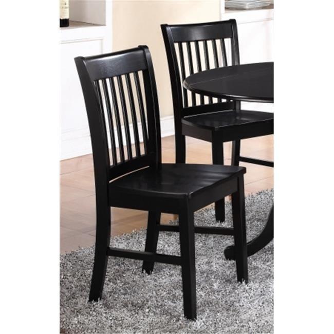East West Furniture, Norfolk Dining Chair Wood Seat Black Finish, Set of 2
