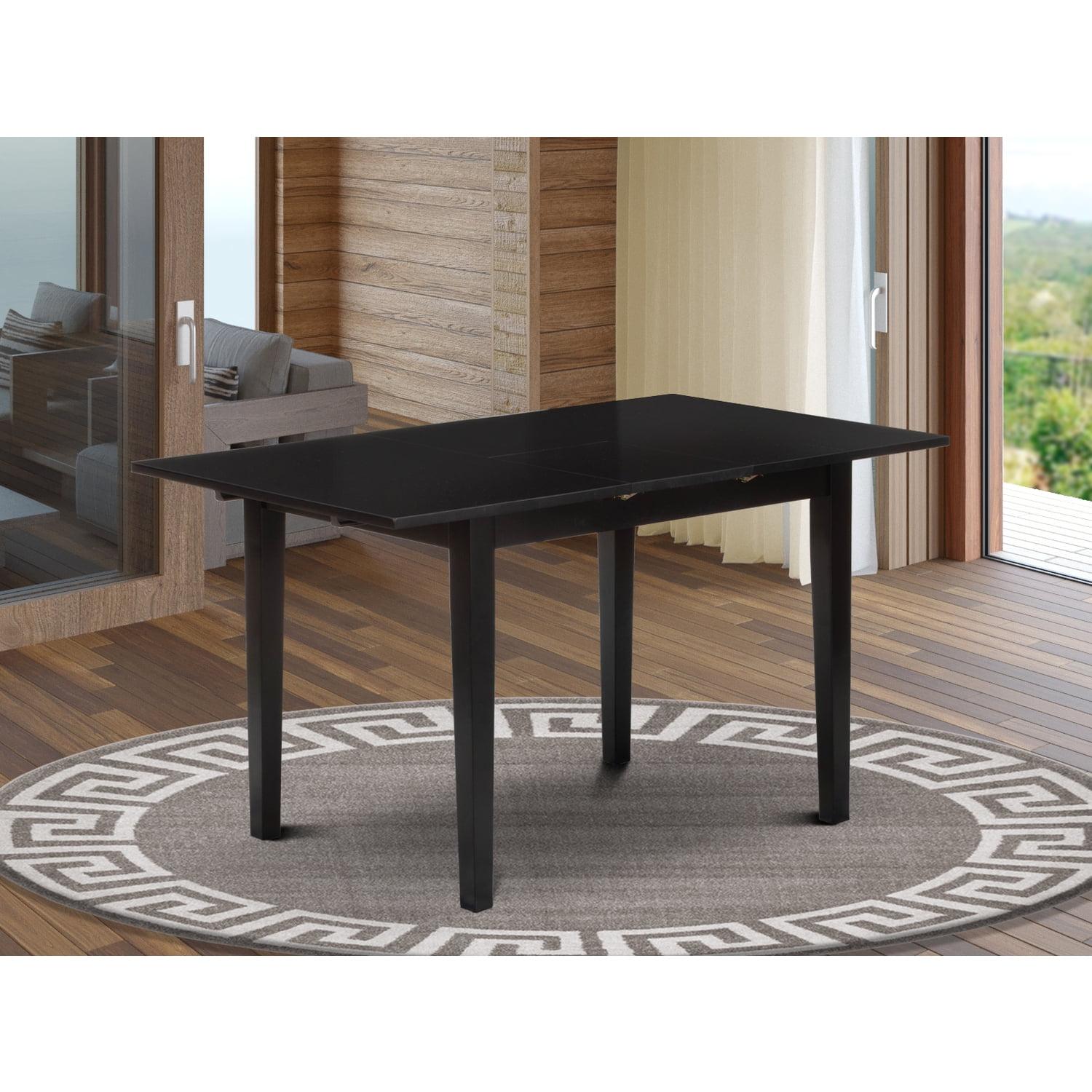 Norden Extendable Black Wood Rectangular Dining Table for Four