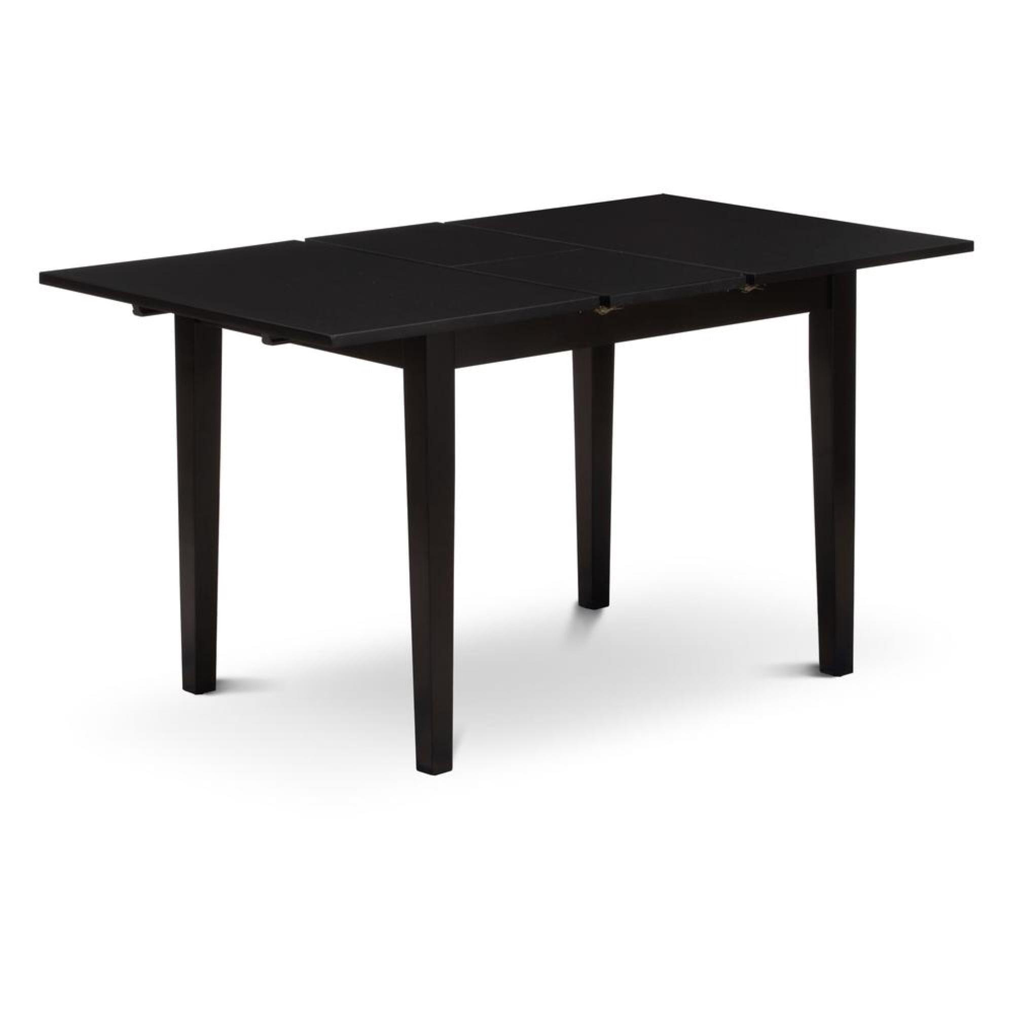 Norden Rectangular Modern Dining Table with Black Table Top Surface & Solid Wood Rectangular Legs