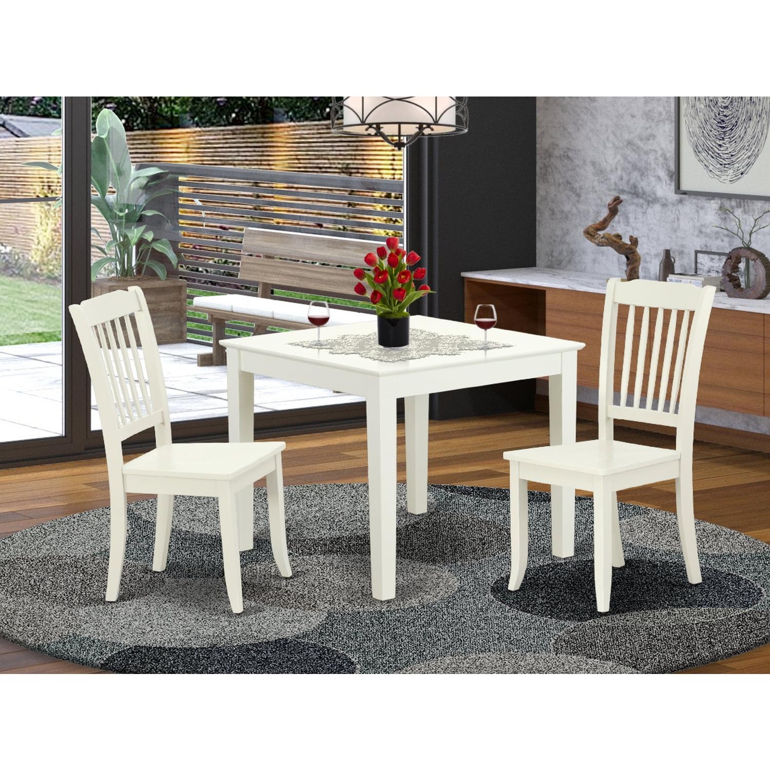 Linen White Asian Hardwood 3-Piece Square Dining Set