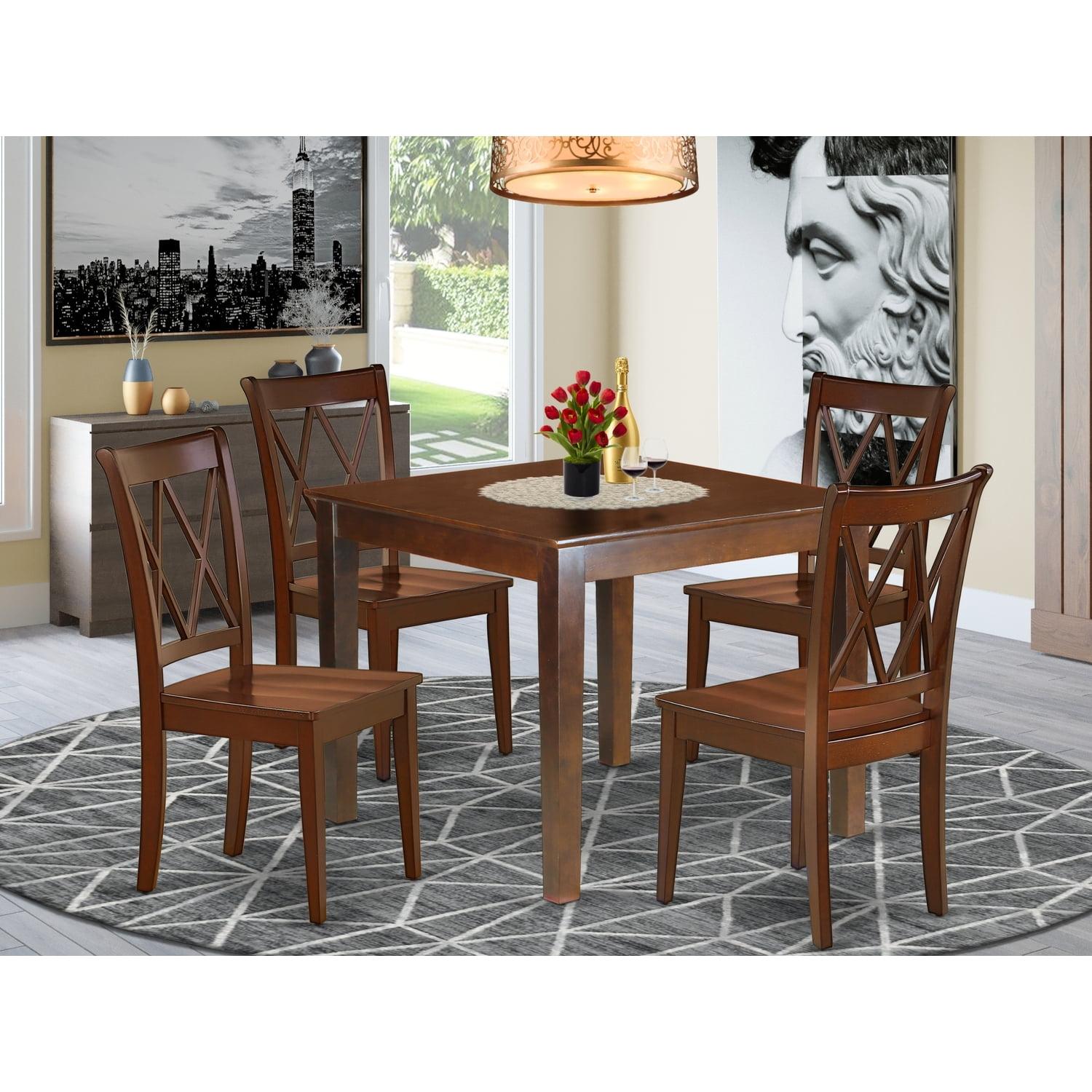 Mahogany 36" Square Dining Set with X-Back Chairs