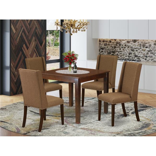 East West Furniture Oxford 5-piece Wood Dining Room Set in Mahogany