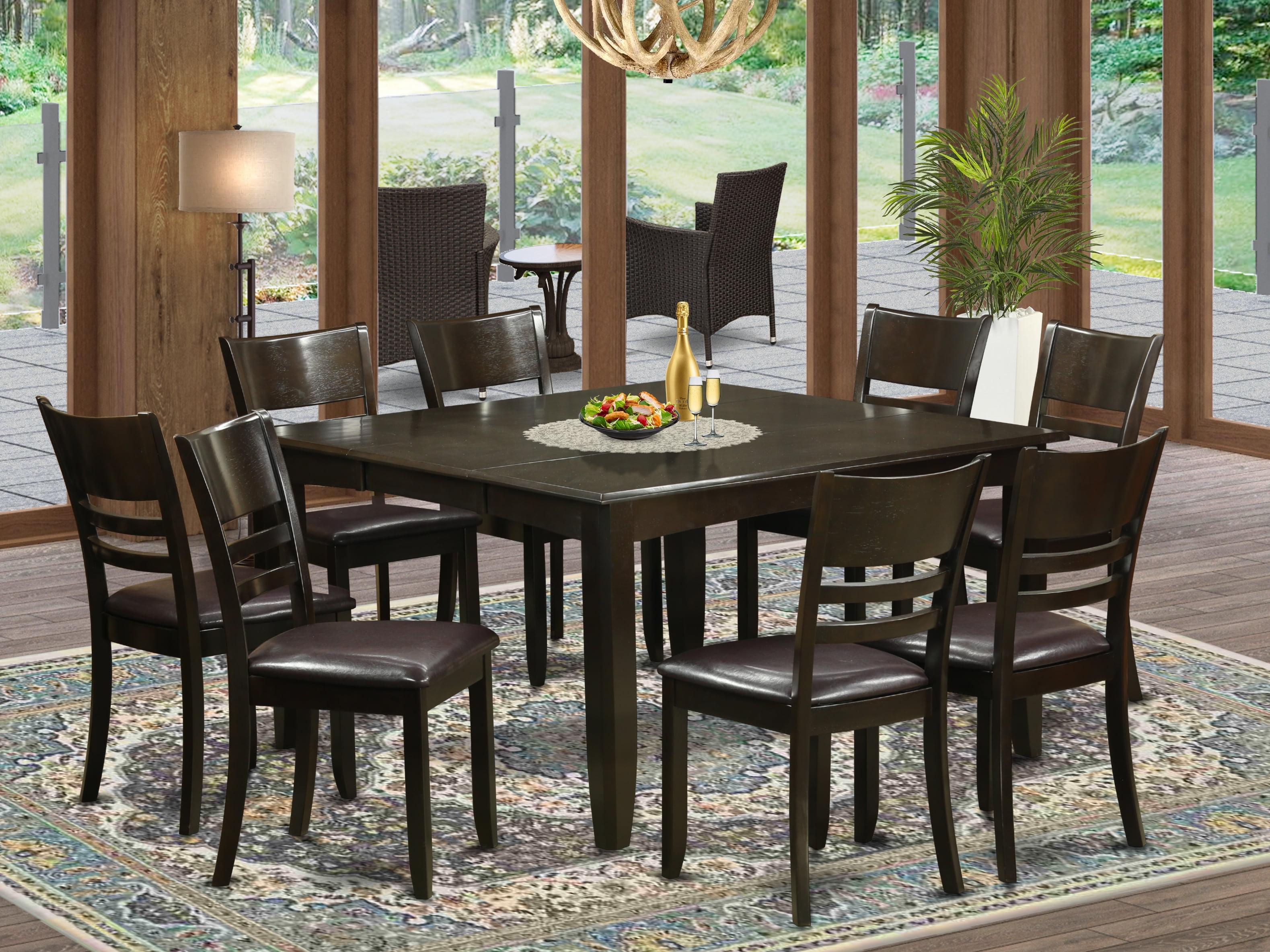 Cappuccino 54" Square Dining Set with Faux Leather Chairs