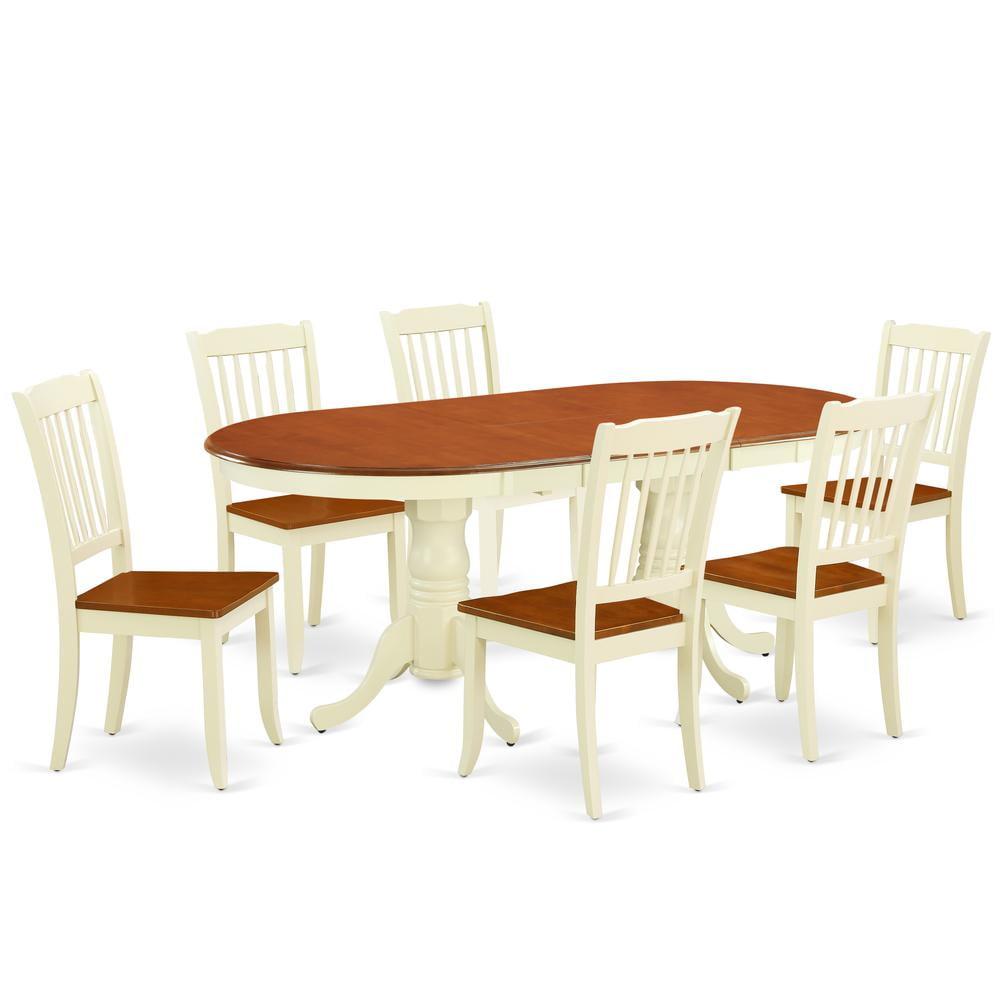 Buttermilk and Cherry 78" Solid Wood Oval Dining Set with 8 Chairs