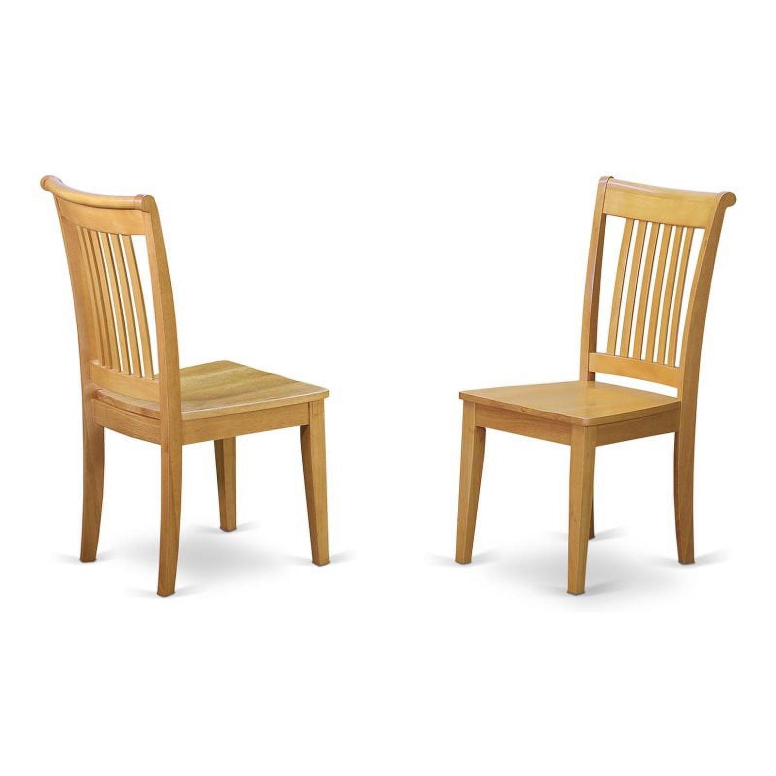 East West Furniture Portland 11" Wood Dining Chairs in Oak (Set of 2)