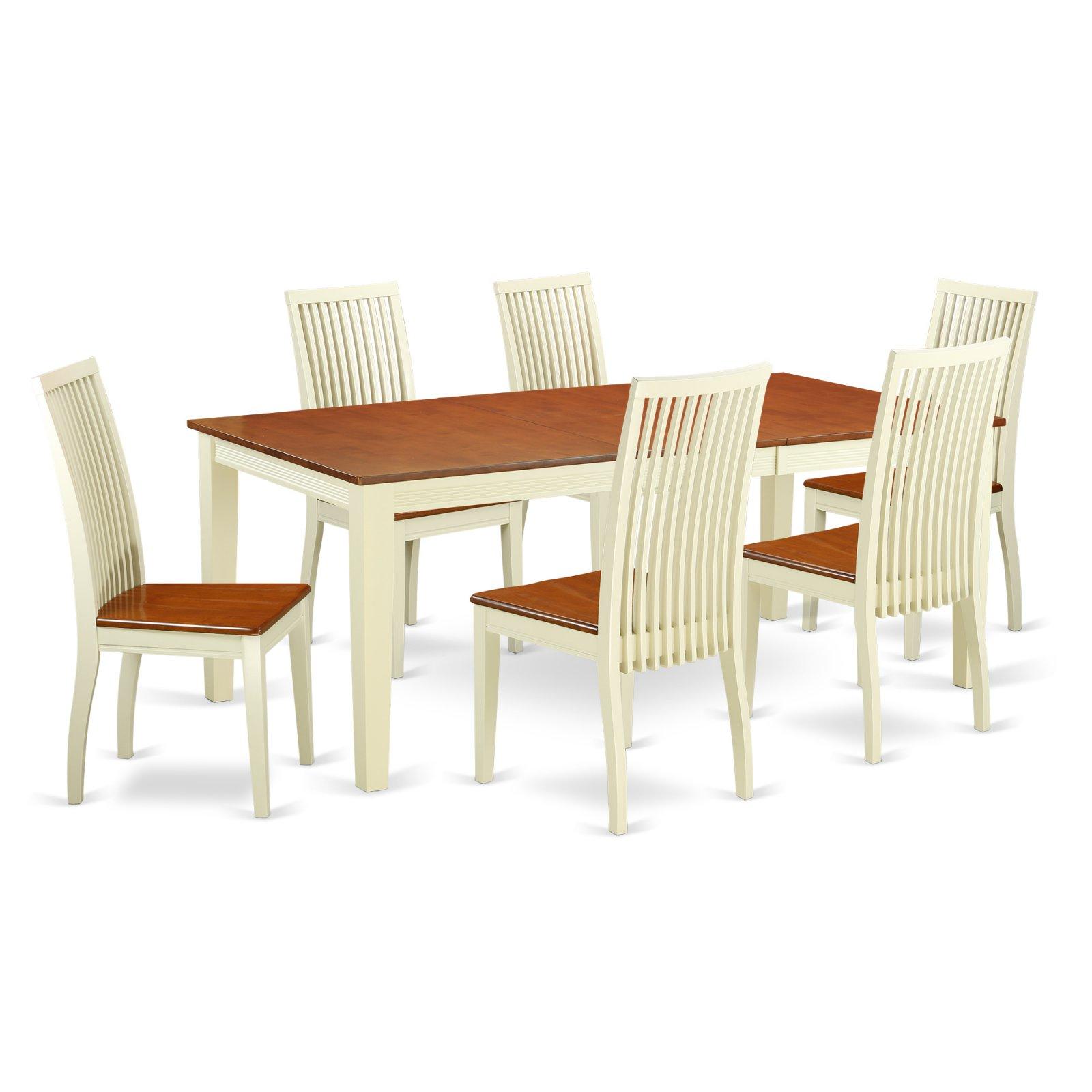 Buttermilk & Cherry Solid Wood 7-Piece Dining Set with Extension Leaf