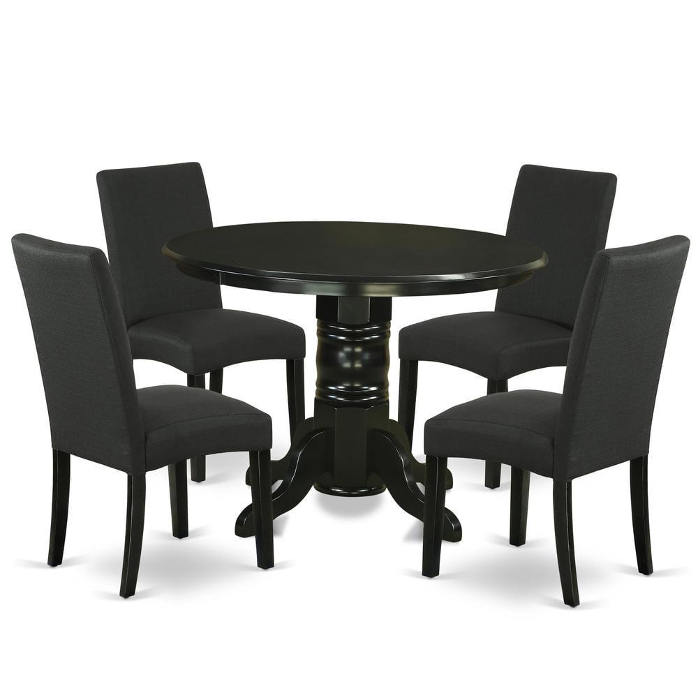 East West Furniture Shelton 5-piece Wood Dining Set in Black