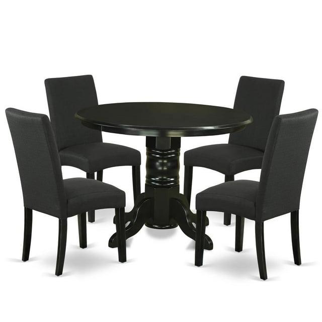 East West Furniture Shelton 5-piece Wood Dining Set in Black