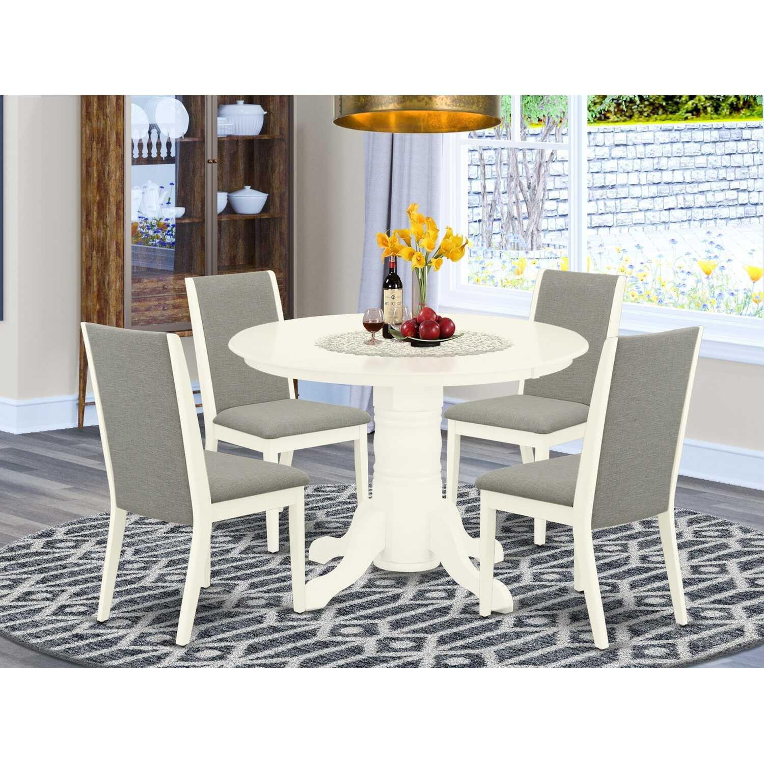 Linen White and Shitake 5-Piece Modern Dining Set