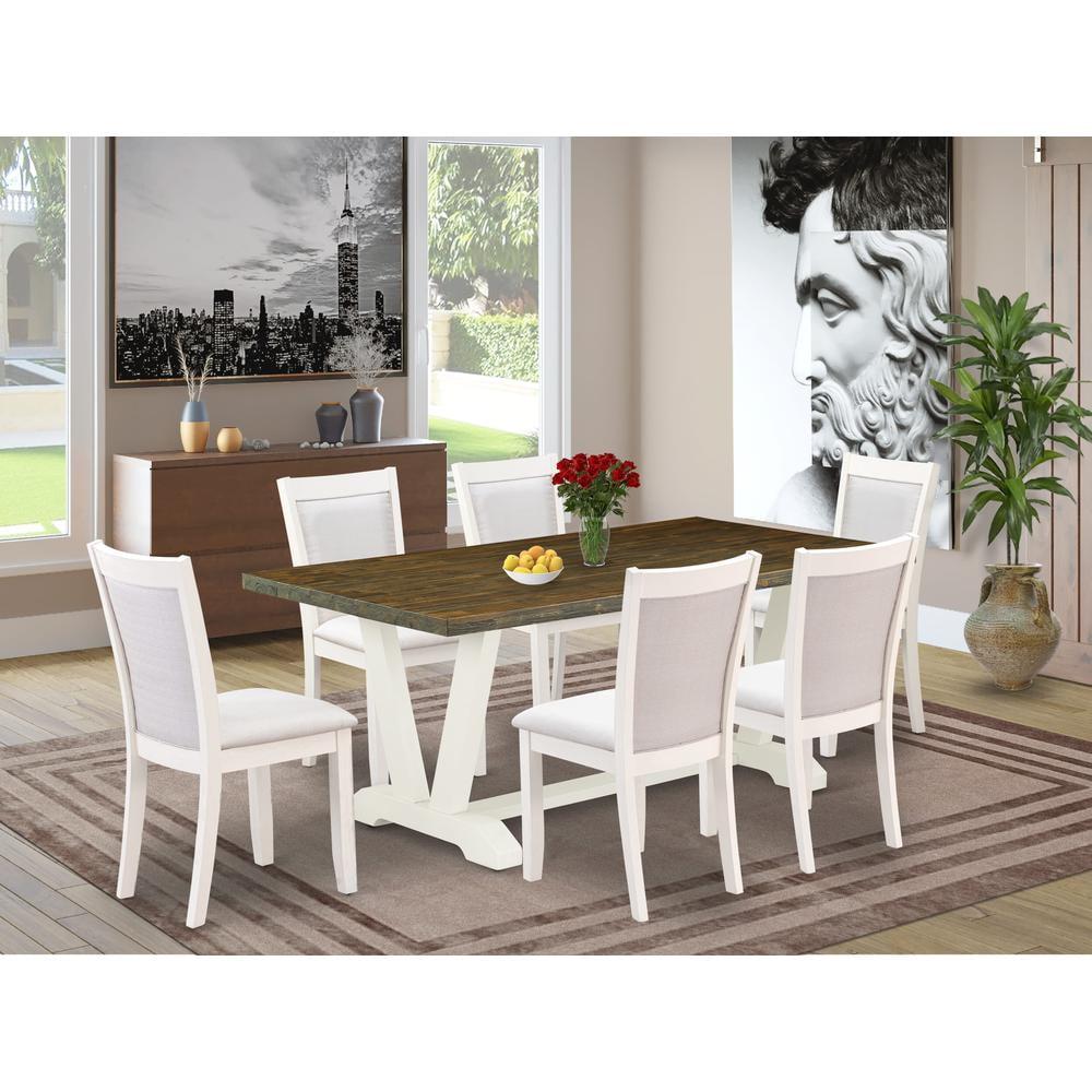 Distressed Jacobean and Cream 7-Piece Wood Dining Set