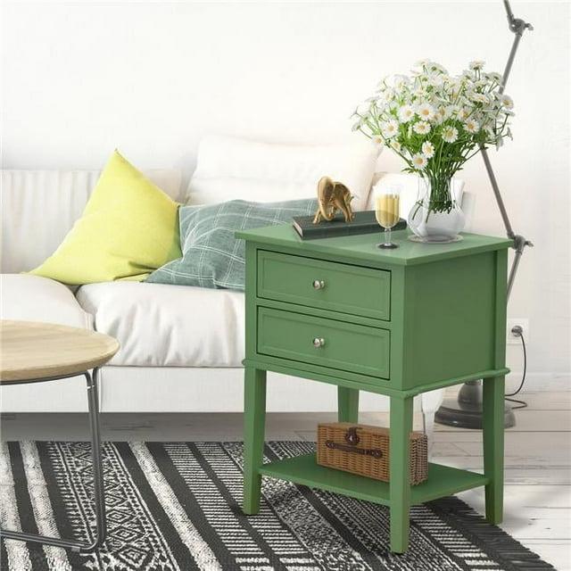 East West Furniture  Valencia Modern Wooden Nightstand with 2 Mid Century Wooden Drawers - Clover Green