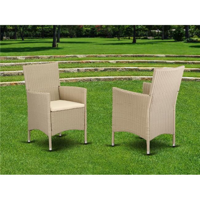 East West Furniture  Valencia Outdoor-furniture Wicker Patio Chair - Cream - Set of 2