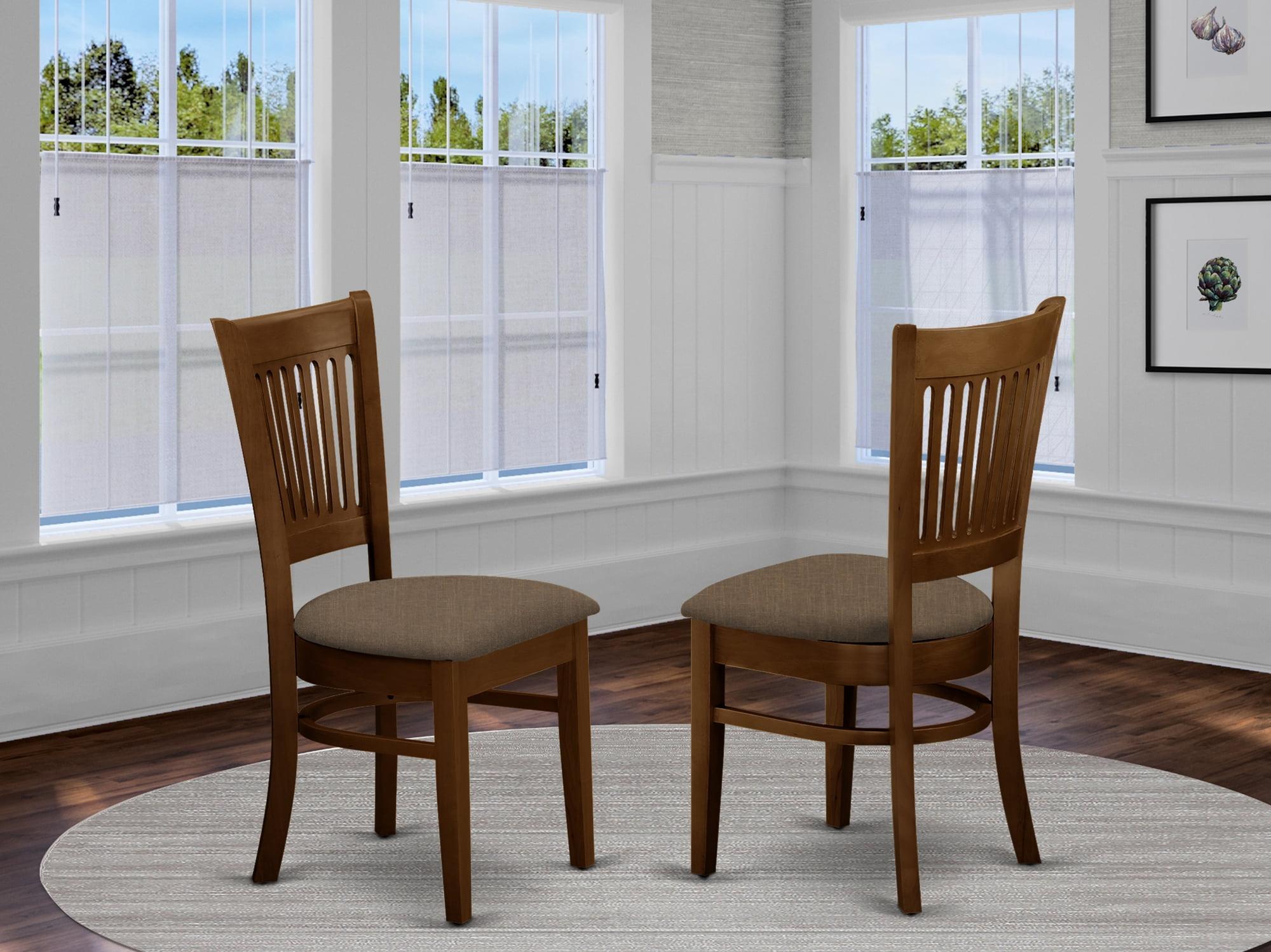 Espresso Microfiber Upholstered Wood Dining Chairs, Set of 2