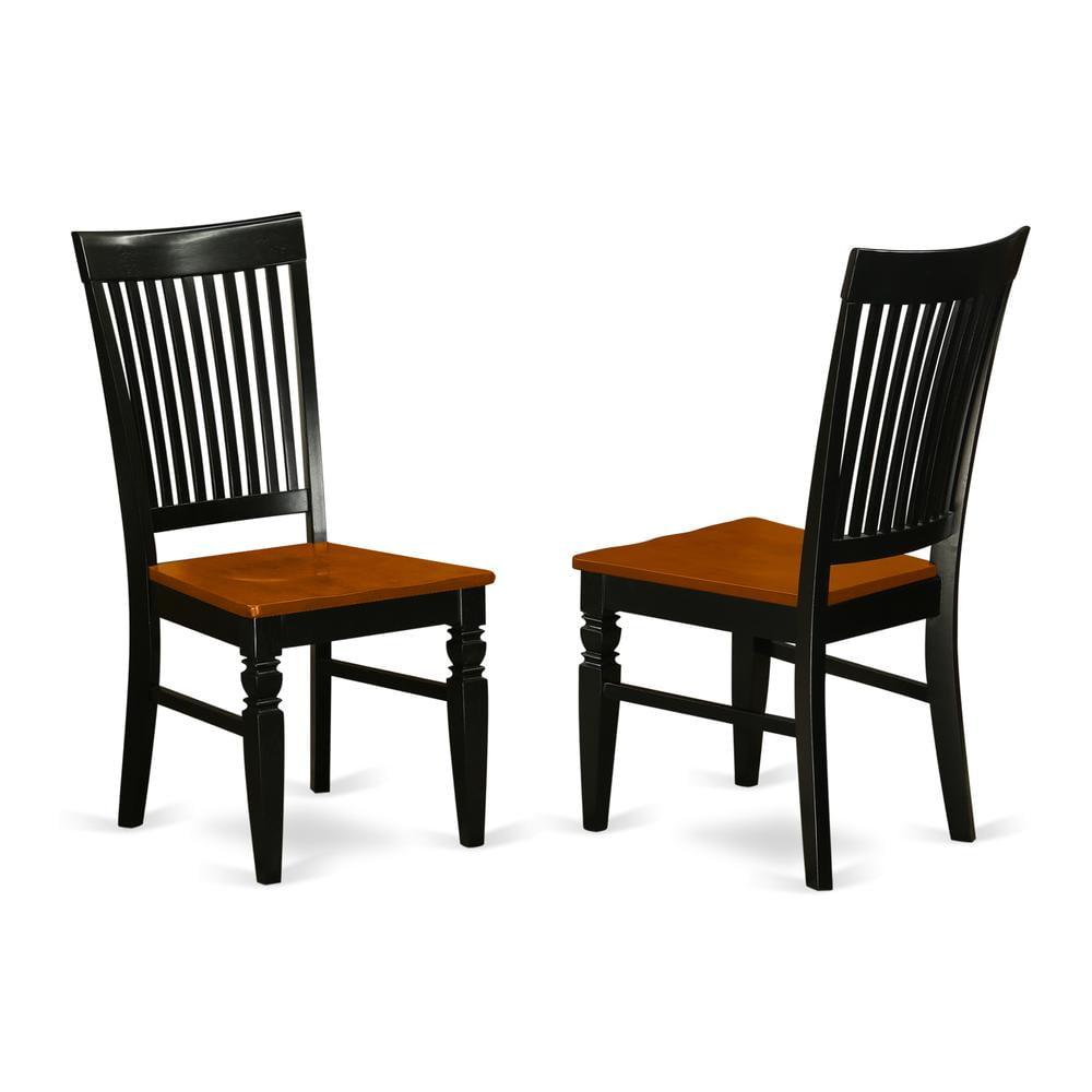 East West Furniture Weston 10" Wood Dining Chairs in Black/Cherry (Set of 2)