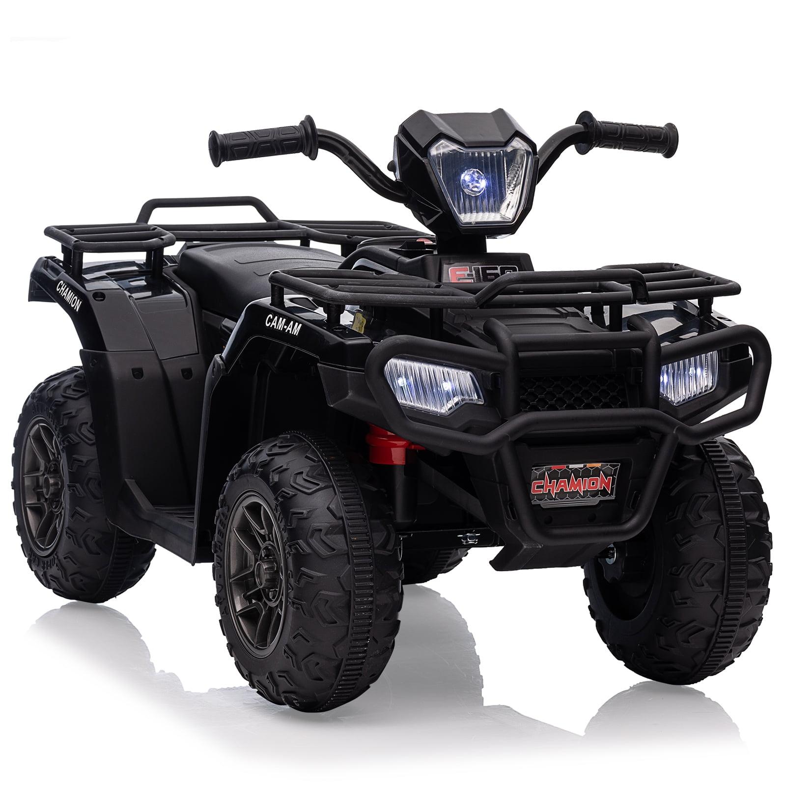 Kids Ride On ATV, 12V Electric Car for Kids, 4-Wheeler Quad Car Toy with Dual Speed Adjustment, Led Light, Music