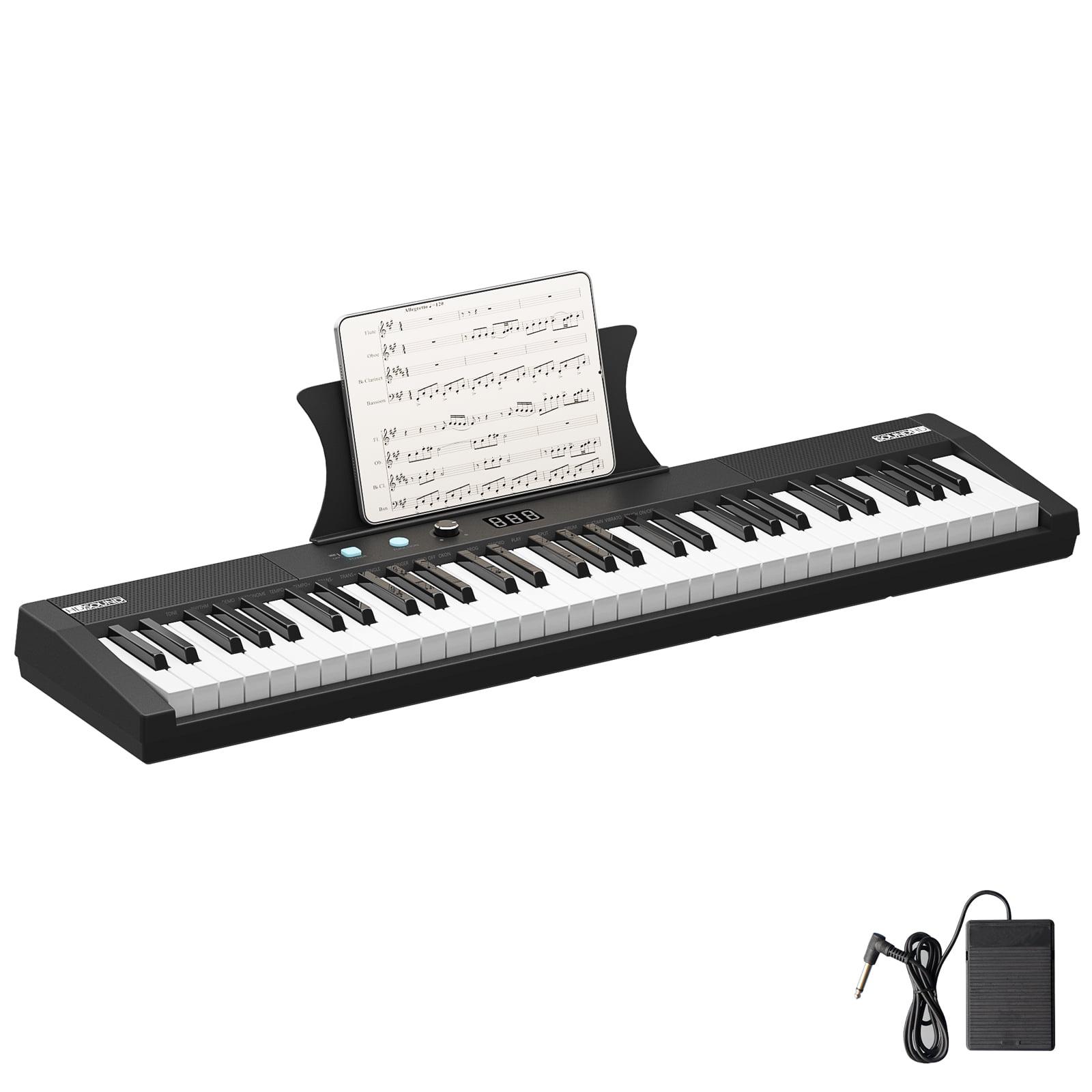 EastVita 61 Key Keyboard Piano, Protable Electric Semi-Weighted Piano Keyboard with Power Supply, Built In Speakers, Pedal (without stand)