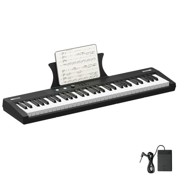 EastVita 61 Key Keyboard Piano, Protable Electric Semi-Weighted Piano Keyboard with Power Supply, Built In Speakers, Pedal (without stand)