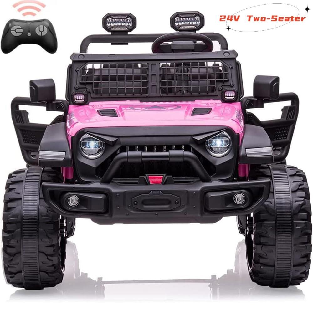 Pink 24V Two-Seater Kids Ride-On Truck with Remote Control