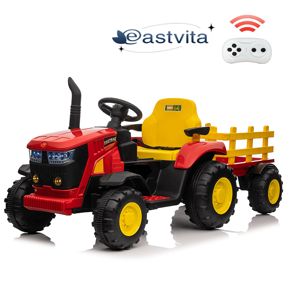 Red 12V Battery Powered Kids Ride-On Tractor with Remote Control