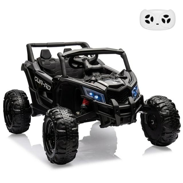 EastVita Ride on UTV Car, 24V Ride on Car Battery Powerd Electric Off-Road UTV Car w/Remote Control, 200W Motor, Spring Suspension, Music, LED Lights, Black