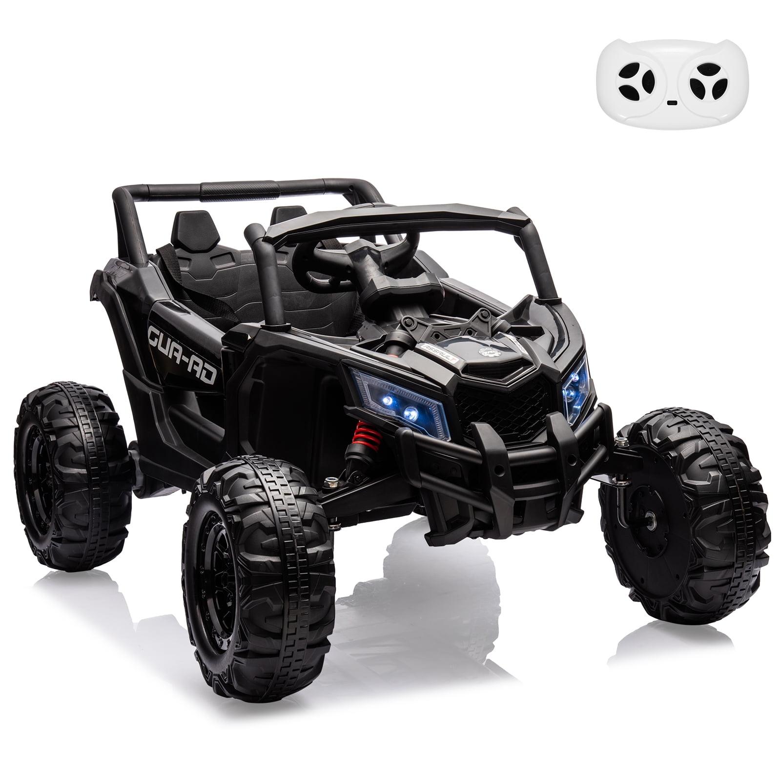 EastVita Ride on UTV Car, 24V Ride on Car Battery Powerd Electric Off-Road UTV Car w/Remote Control, 200W Motor, Spring Suspension, Music, LED Lights, Black