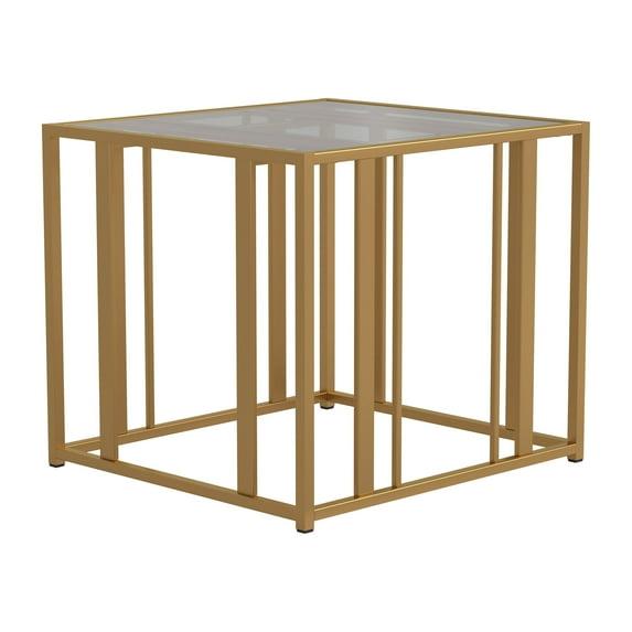 Adri Square End Table with Glass Top Matte Brass - Coaster