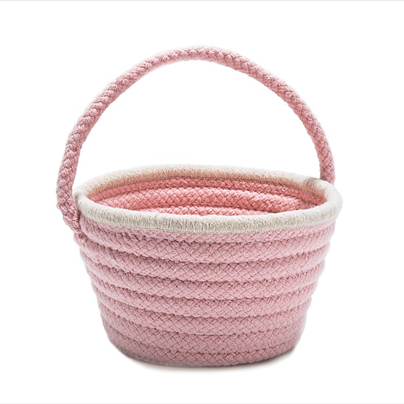 Easter Pastel Blush Pink Round Wool Blend Basket 8"x12"x7"