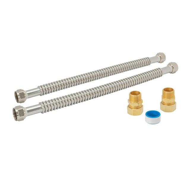 Eastman Electric Water Heater Installation Kit, 3/4 x 18 Inch Corrugated Stainless Steel Water Heater Connectors, 48281