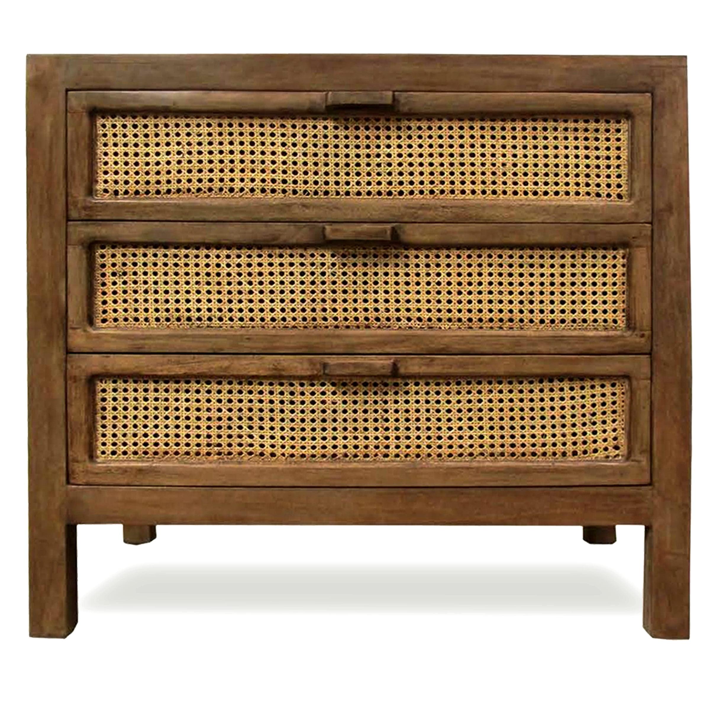 Easton Woven Cane Three Drawer Chest Natural - StyleCraft: Mango Wood Storage, No Assembly Required